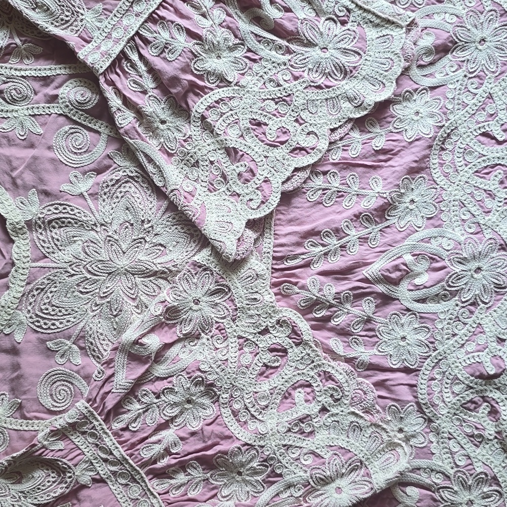 Ana & Rose Romantic Boho Embroidered Bell-Sleeve Blouse Pesant Top Sz.L - Picture 8 of 11